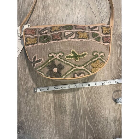 Crewel Embroidered Small Crossbody Zip Closure Handbag - Picture 8 of 10